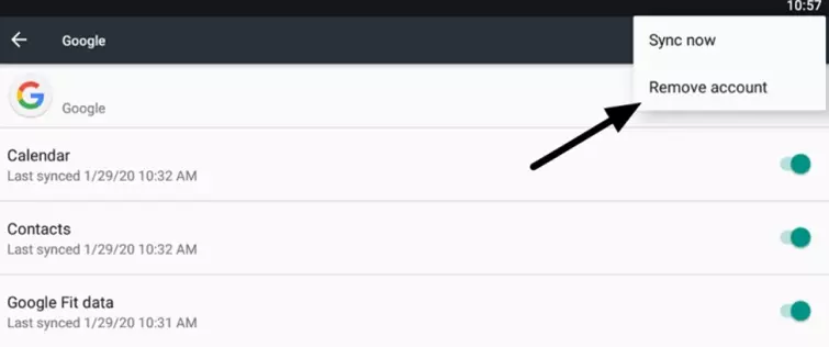Click on remove account