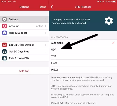 ExpressVPN Protocol Options