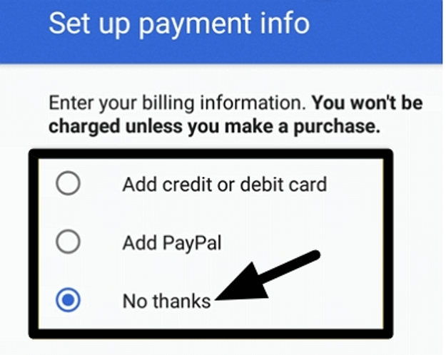 Setup payment info