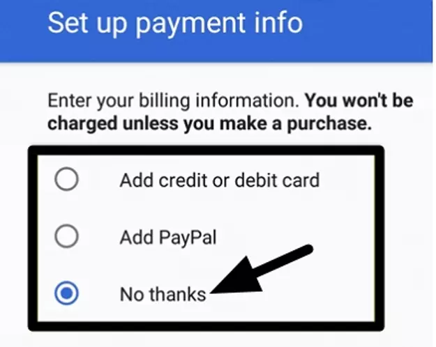 Setup payment info