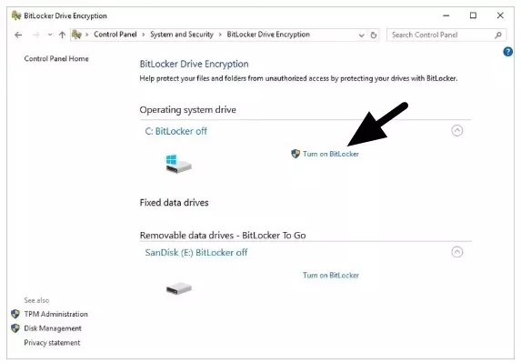 Turn on BitLocker