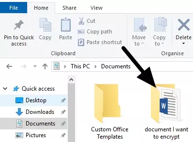 Find the file you want to encrypt