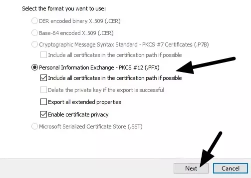 Export file format screen