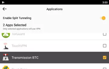 Android split tunneling