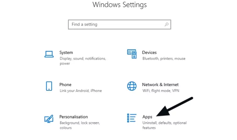 Windows - click on apps