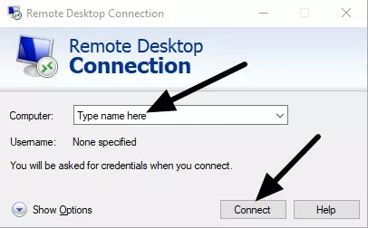 Type in PC name or IP
