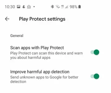 Play protect settings