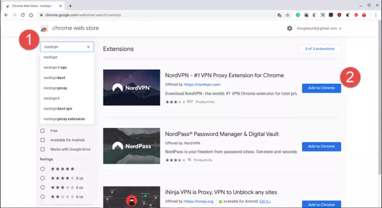 NordVPN Chrome extensions
