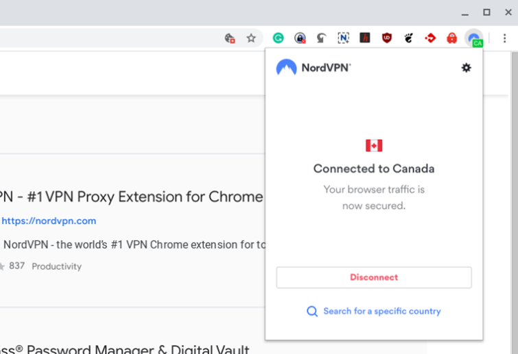 Extension connected in Chrome