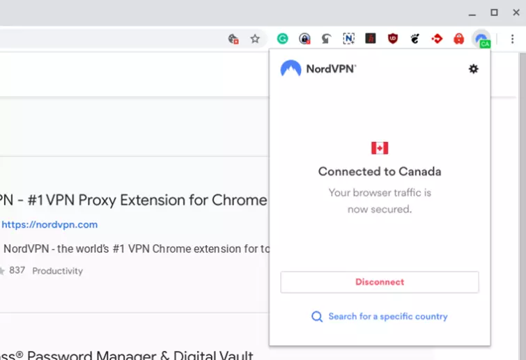 Extension connected in Chrome