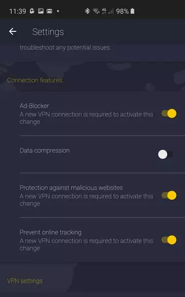 VPN settings
