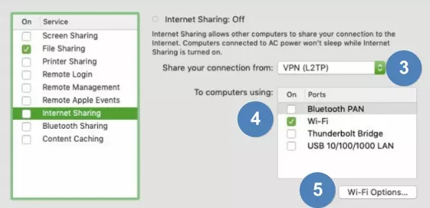 internet sharing settings