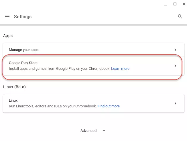 enable android apps in settings