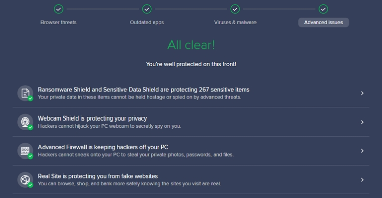 Verificación de virus Avast claro