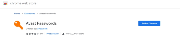 Avast Passwords Chrome Extensión