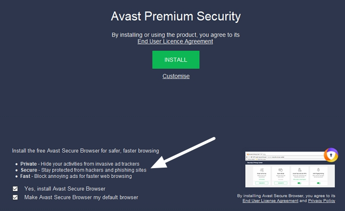 Instale el complemento del navegador Avast