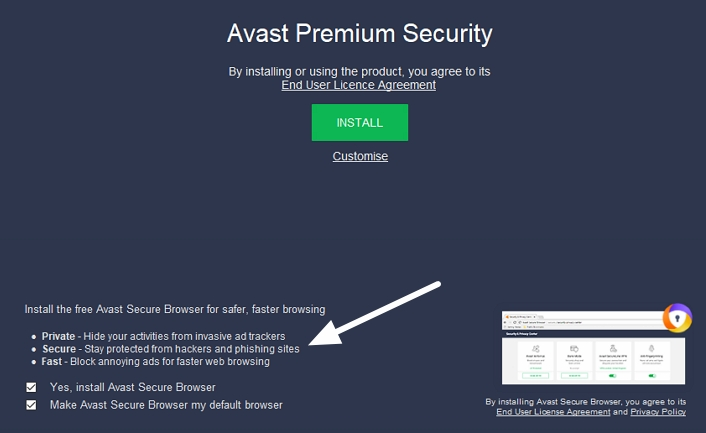 Avast ब्राउज़र Addon स्थापित करें