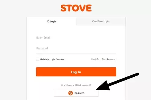 Click log in at the top of the screen