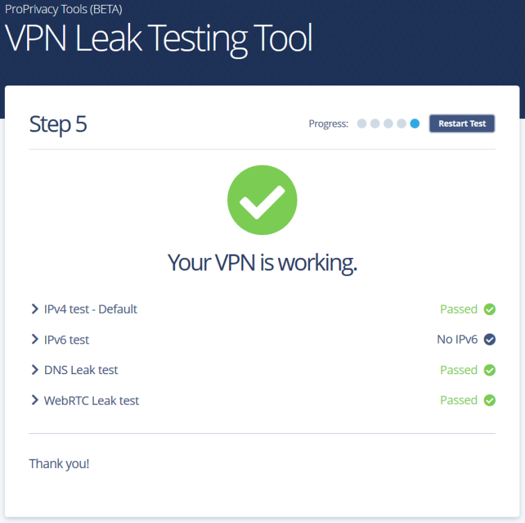 Image de test de fuite VPN