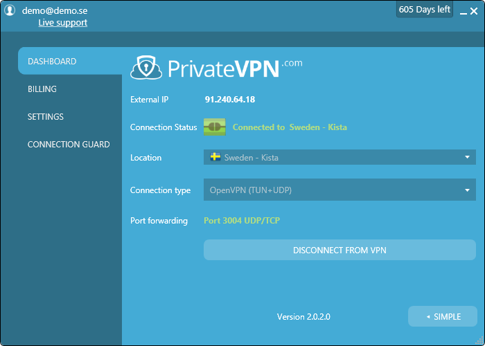 PrivateVPN istemcisi