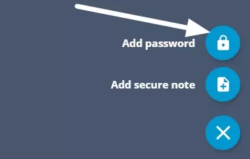 Button to add new password to the app
