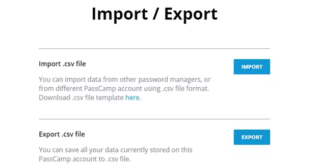 Import or export CSV file