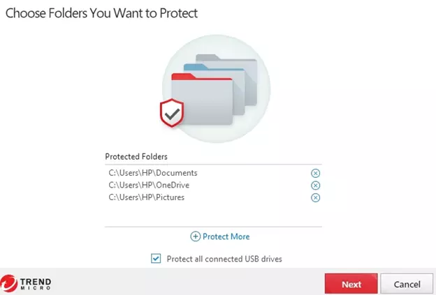 select folders to protect