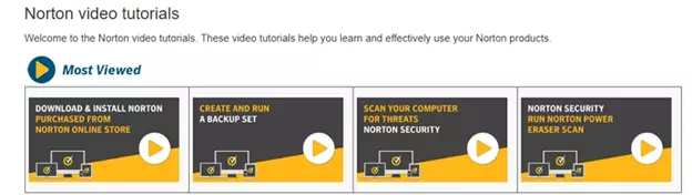 Norton video tutorials