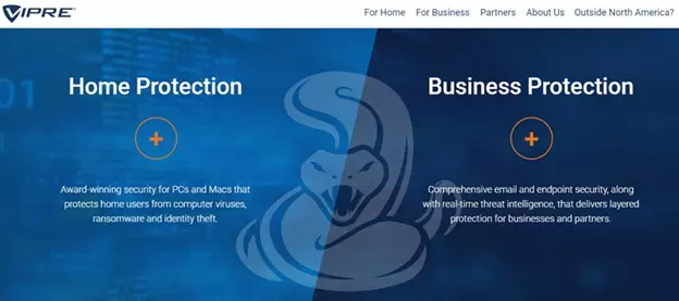 Screen shot of Vipre website