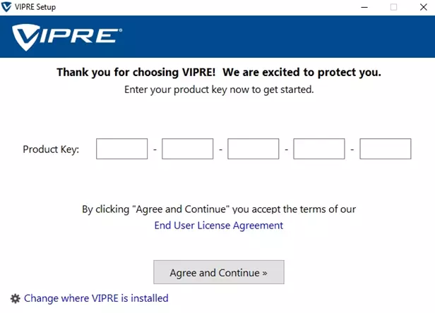 Enter Vipre product key
