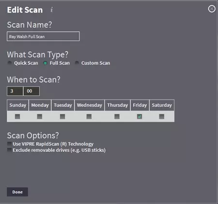 scan options