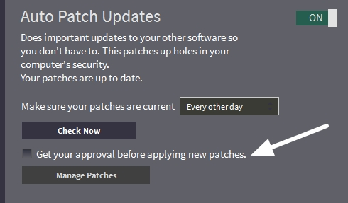 Atualizações do patch automático