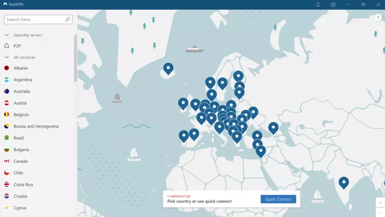 NordVPN interface