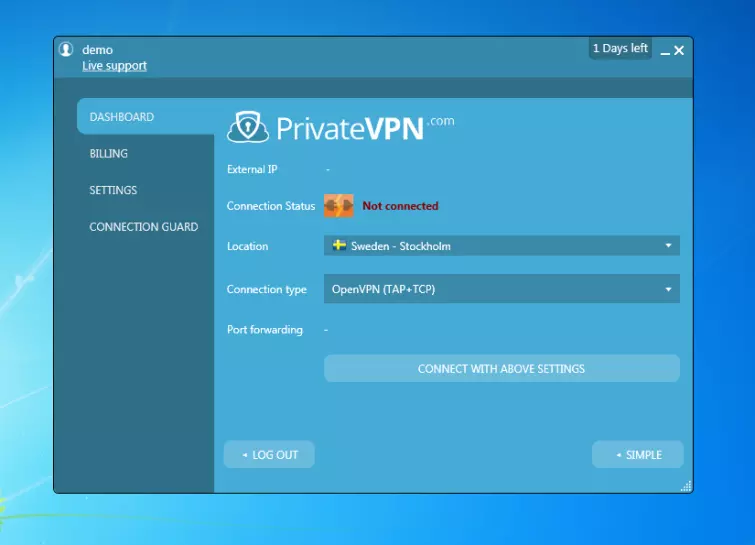 PrivateVPN on Windows