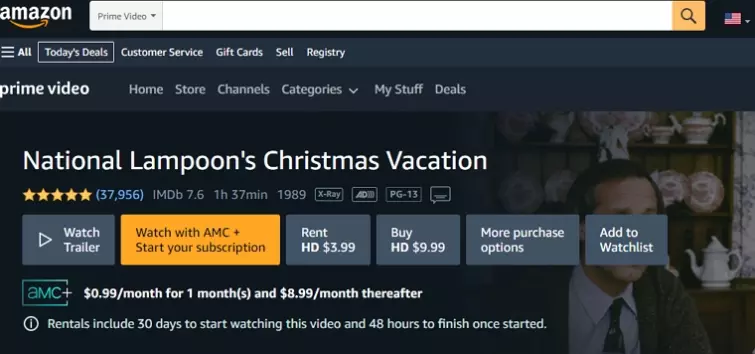 national lampoon's christmas vacation on amazon prime