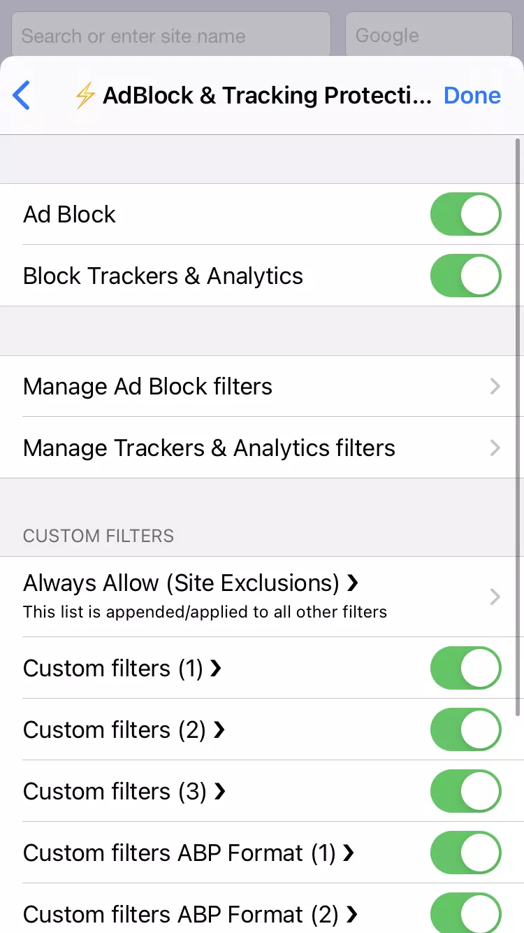 adblock functions Adblock and Tracking Protection iOS