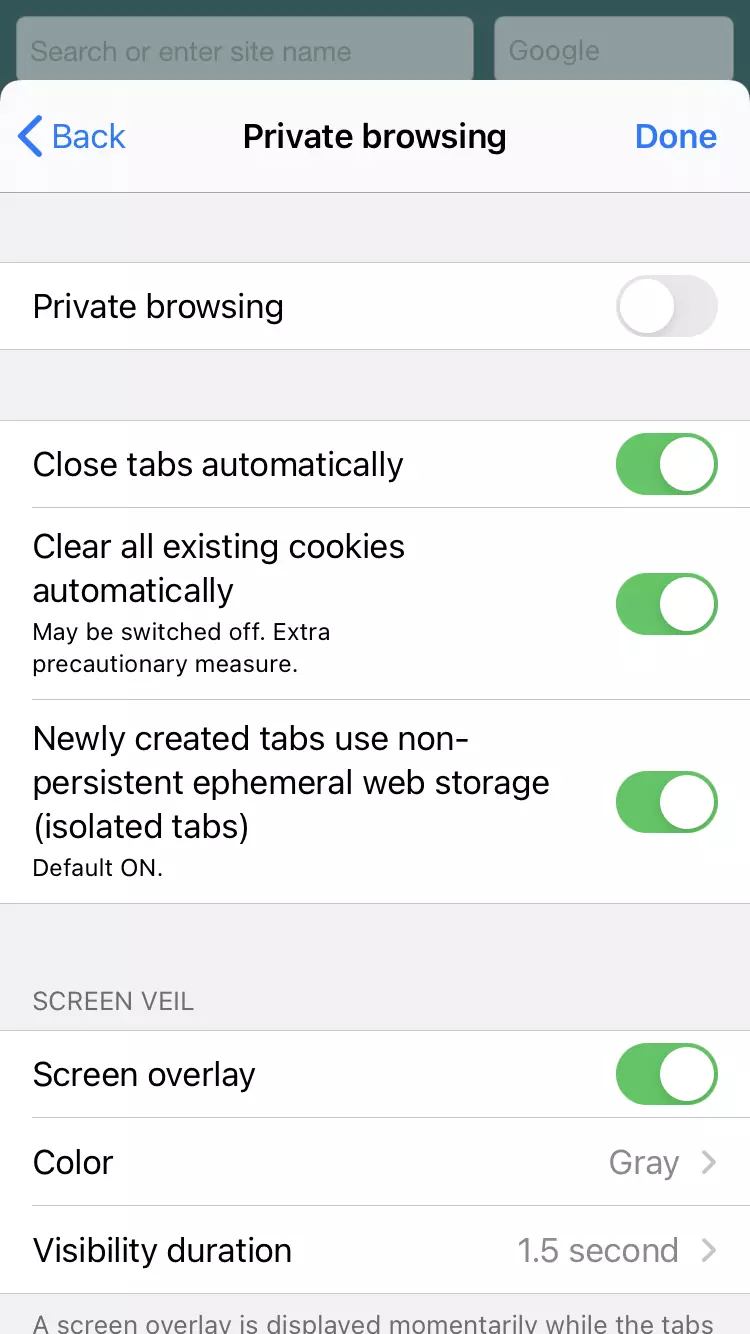 private browsing bug Private browsing settings