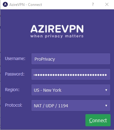 Σύνδεση AzireVPN