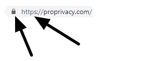 arrow pointing to URL and https lock
