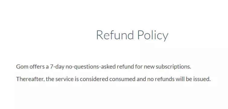 Gom VPN refund policy