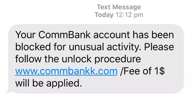 Commbank Smishing Message