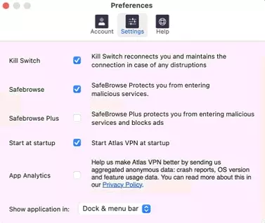 Atlas VPN Preferences