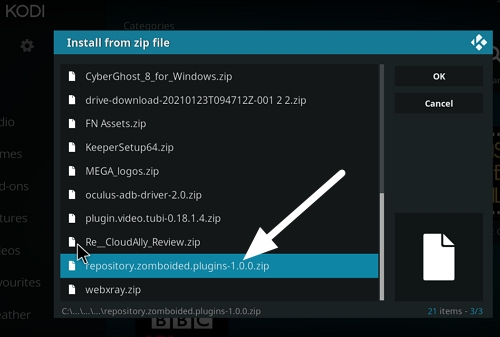 install zip file Kodi