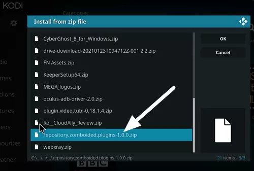 install zip file Kodi