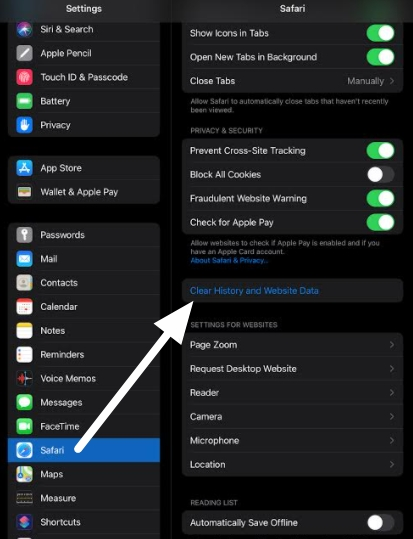 how to clear safari cookies and cache on iphone