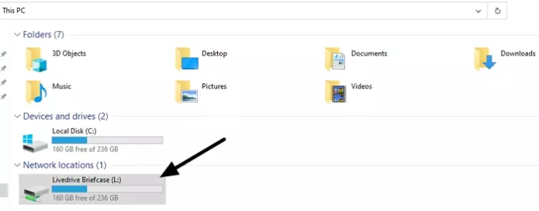 livedrive briefcase on windows PC