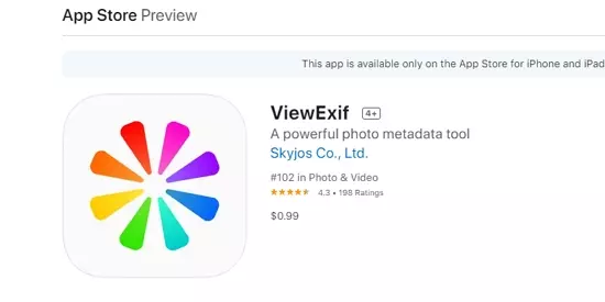 ViewExif app in the App Store