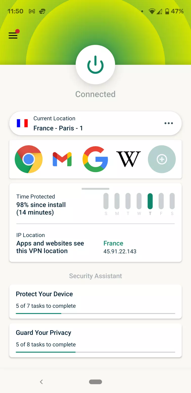 ExpressVPN Android app on Pixel 3XL