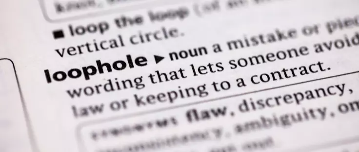 A dictionary zoomed into the word loop hole