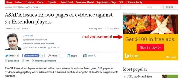 Malvertising website